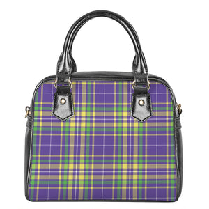 Mardi Gras Tartan Plaid Pattern Print Shoulder Handbag