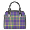 Mardi Gras Tartan Plaid Pattern Print Shoulder Handbag