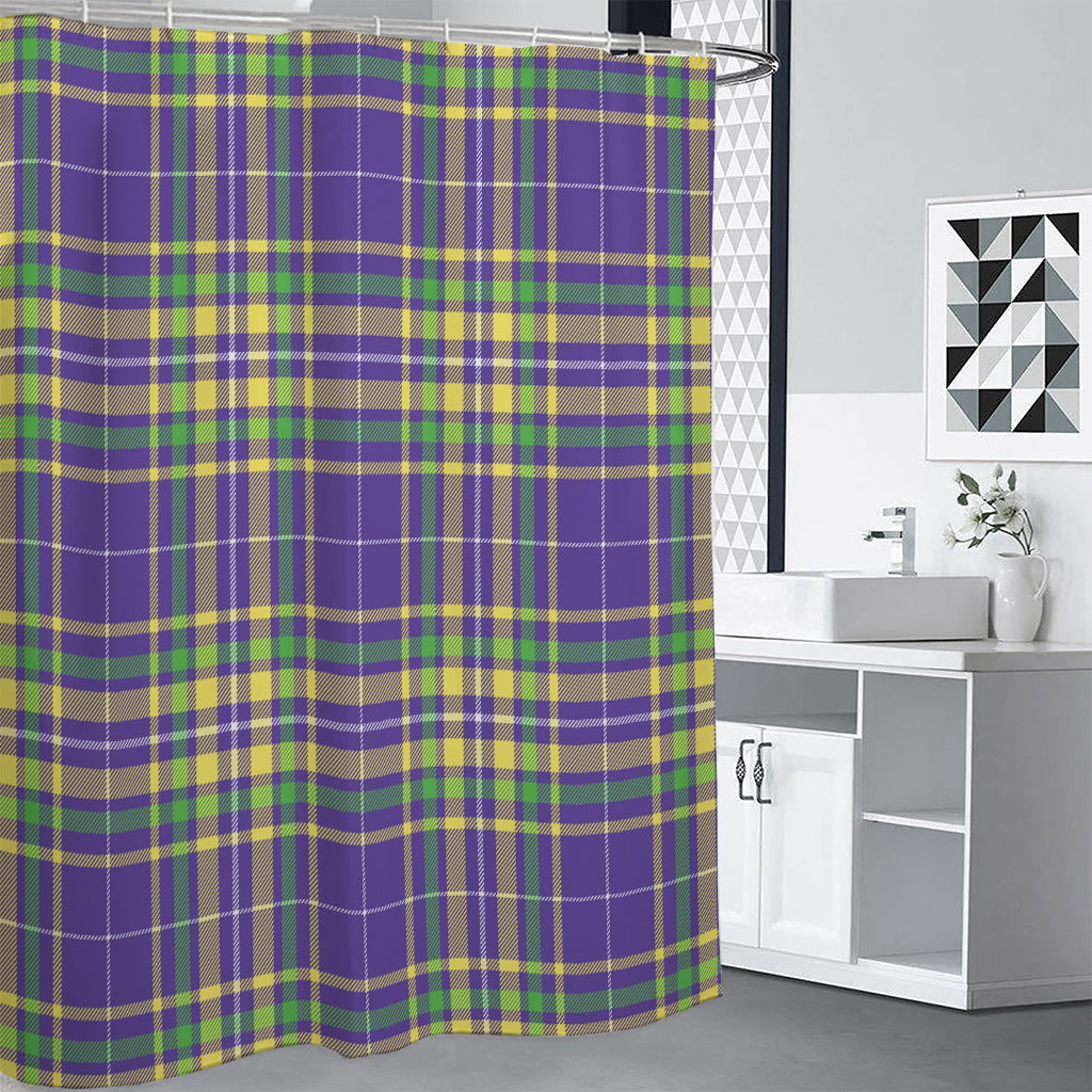 Mardi Gras Tartan Plaid Pattern Print Shower Curtain