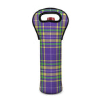 Mardi Gras Tartan Plaid Pattern Print Single Neoprene Wine Tote