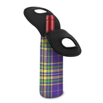 Mardi Gras Tartan Plaid Pattern Print Single Neoprene Wine Tote