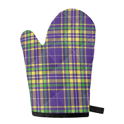 Mardi Gras Tartan Plaid Pattern Print Single Oven Mitt