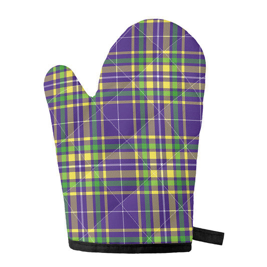 Mardi Gras Tartan Plaid Pattern Print Single Oven Mitt