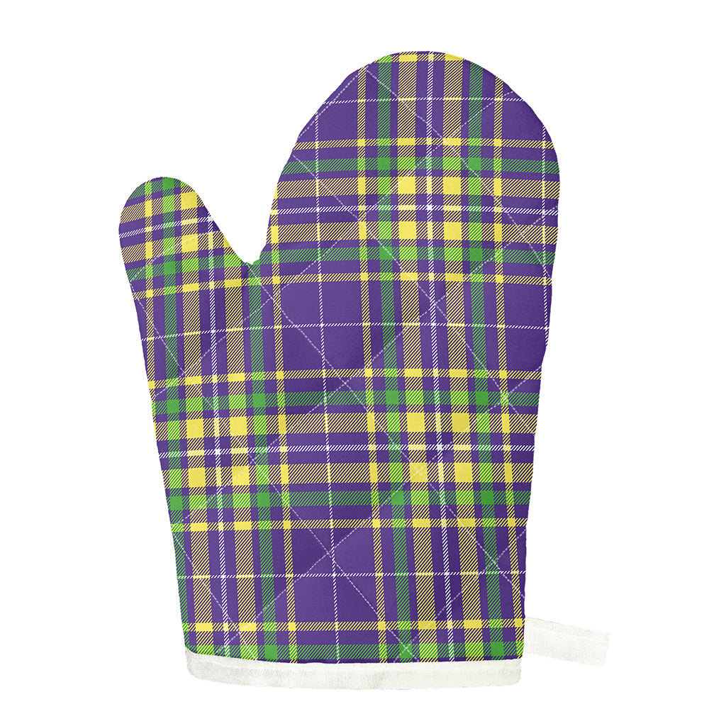 Mardi Gras Tartan Plaid Pattern Print Single Oven Mitt