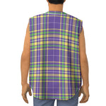 Mardi Gras Tartan Plaid Pattern Print Sleeveless Baseball Jersey