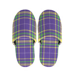 Mardi Gras Tartan Plaid Pattern Print Slippers