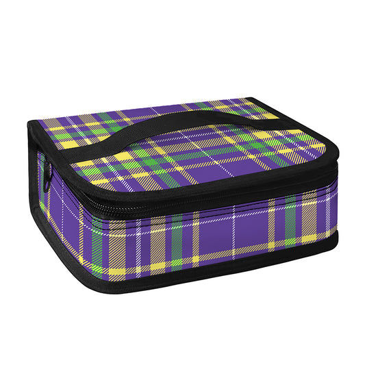 Mardi Gras Tartan Plaid Pattern Print Small Lunch Bag