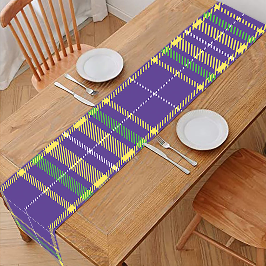 Mardi Gras Tartan Plaid Pattern Print Table Runner