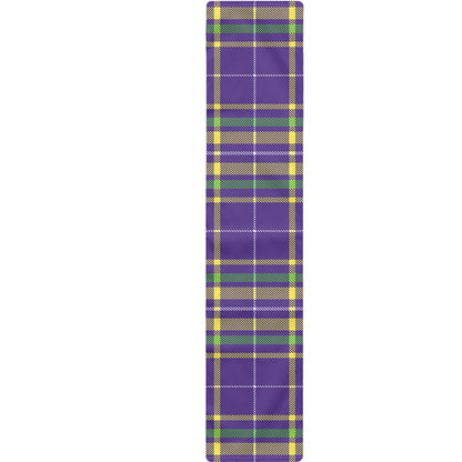 Mardi Gras Tartan Plaid Pattern Print Table Runner