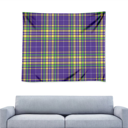 Mardi Gras Tartan Plaid Pattern Print Tapestry