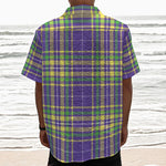 Mardi Gras Tartan Plaid Pattern Print Textured Short Sleeve Shirt