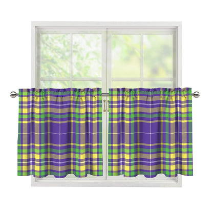 Mardi Gras Tartan Plaid Pattern Print Tier Curtains