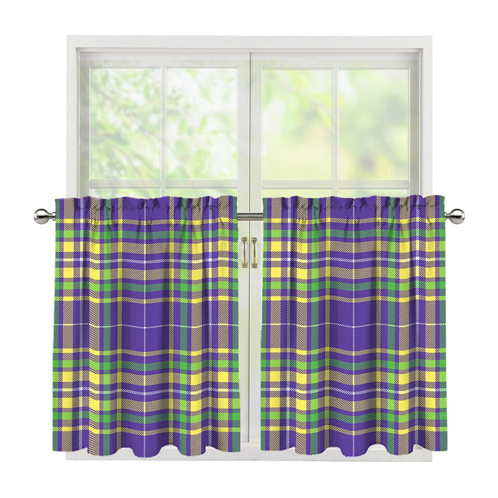 Mardi Gras Tartan Plaid Pattern Print Tier Curtains
