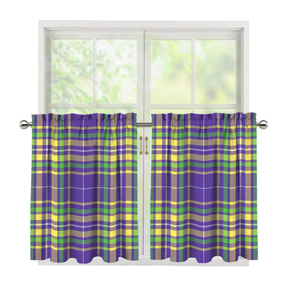Mardi Gras Tartan Plaid Pattern Print Tier Curtains