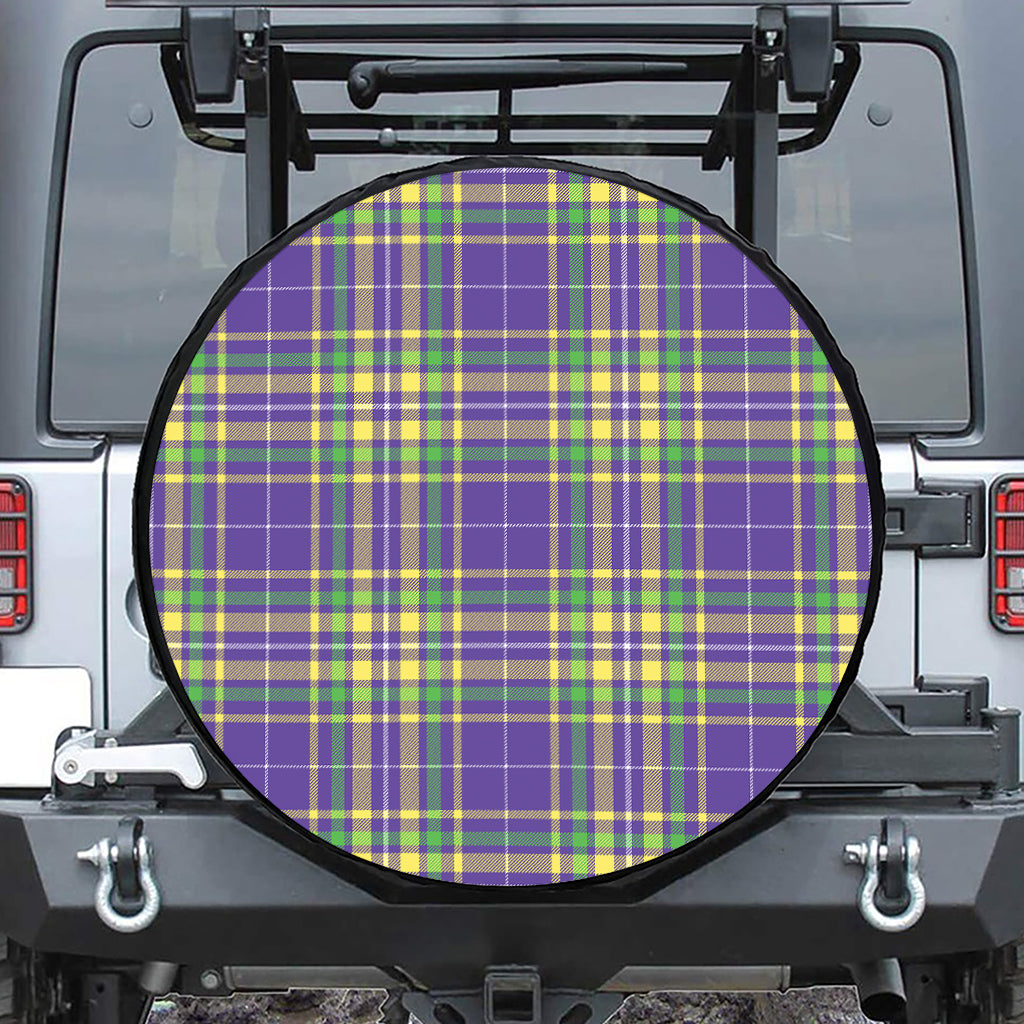 Mardi Gras Tartan Plaid Pattern Print Tire Cover