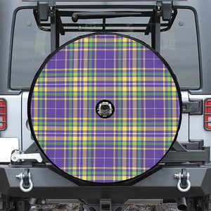 Mardi Gras Tartan Plaid Pattern Print Tire Cover With Camera Hole