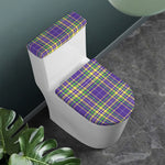 Mardi Gras Tartan Plaid Pattern Print Toilet Lid And Tank Cover Set