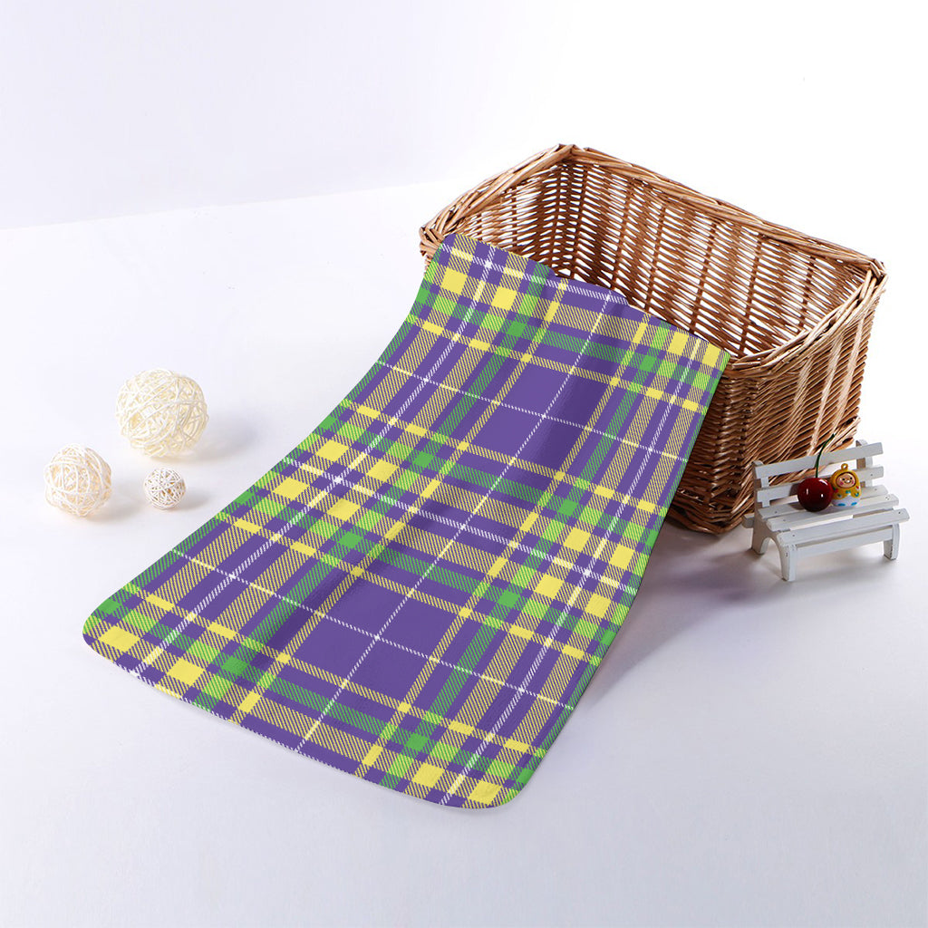 Mardi Gras Tartan Plaid Pattern Print Towel