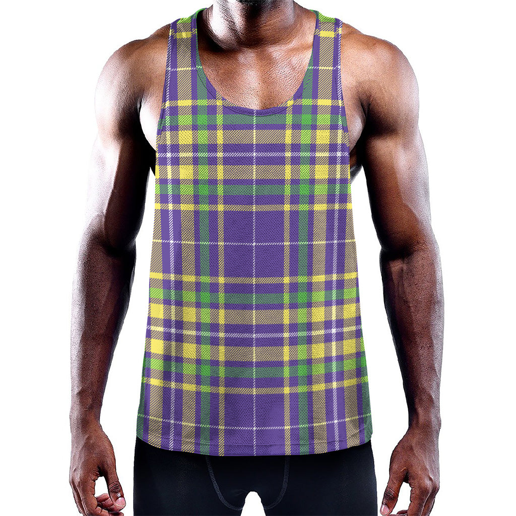 Mardi Gras Tartan Plaid Pattern Print Training Tank Top