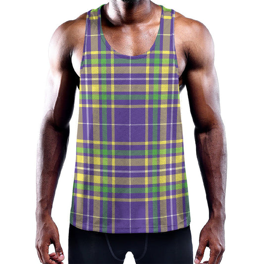 Mardi Gras Tartan Plaid Pattern Print Training Tank Top