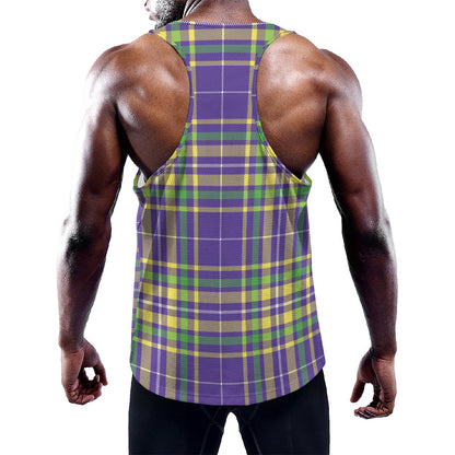 Mardi Gras Tartan Plaid Pattern Print Training Tank Top