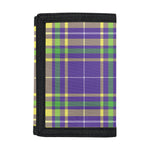 Mardi Gras Tartan Plaid Pattern Print Trifold Wallet