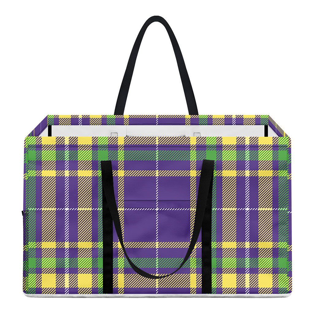 Mardi Gras Tartan Plaid Pattern Print Utility Tote Bag