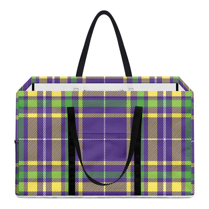 Mardi Gras Tartan Plaid Pattern Print Utility Tote Bag