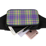 Mardi Gras Tartan Plaid Pattern Print Waist Bag