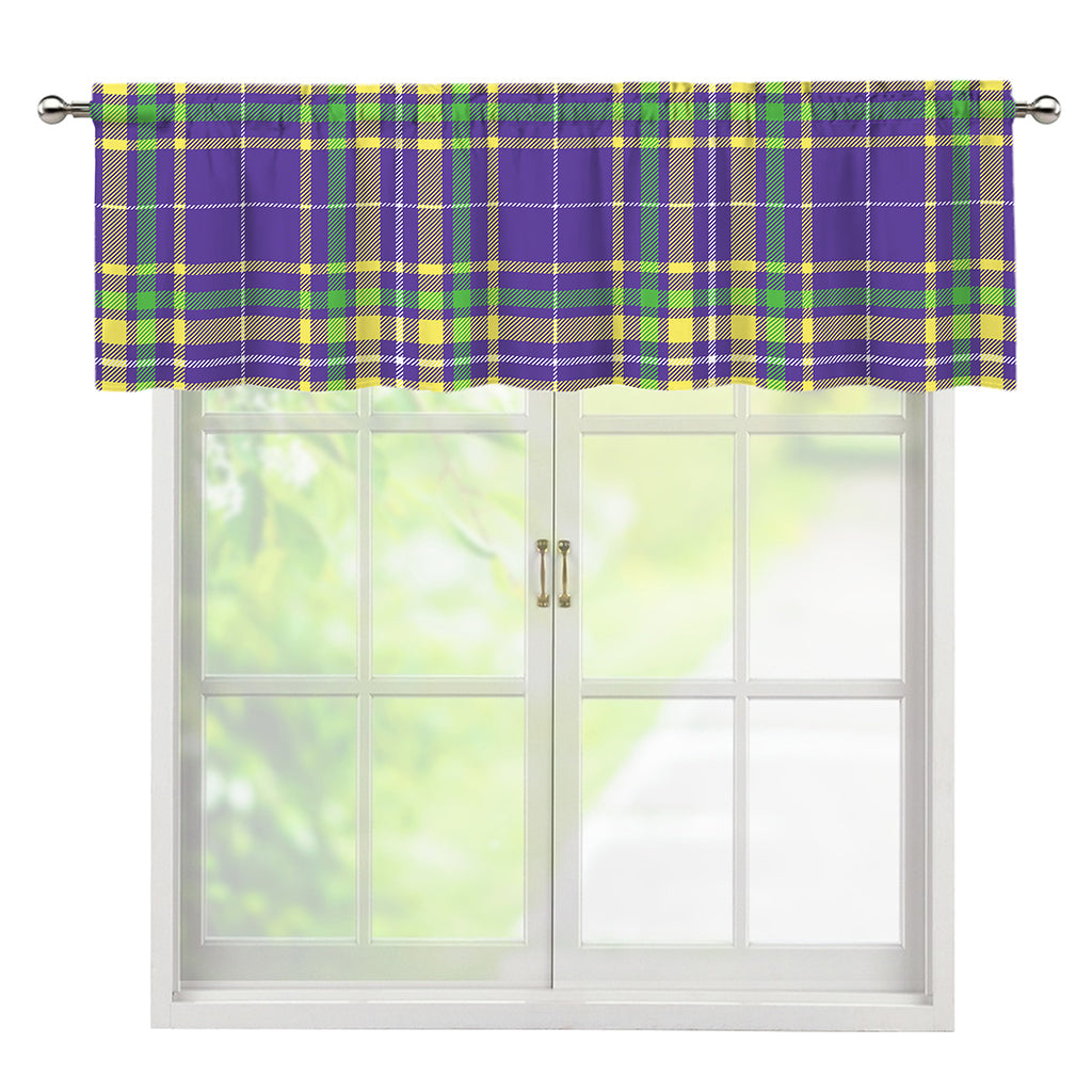 Mardi Gras Tartan Plaid Pattern Print Window Valance