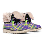 Mardi Gras Tartan Plaid Pattern Print Winter Boots
