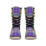 Mardi Gras Tartan Plaid Pattern Print Winter Boots