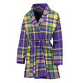 Mardi Gras Tartan Plaid Pattern Print Women's Bathrobe