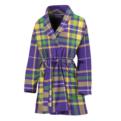 Mardi Gras Tartan Plaid Pattern Print Women's Bathrobe