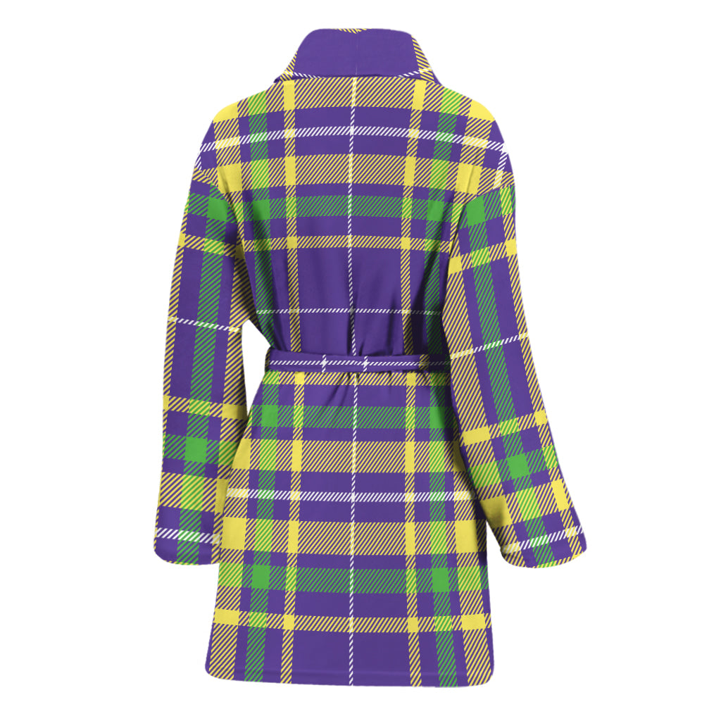 Mardi Gras Tartan Plaid Pattern Print Women's Bathrobe
