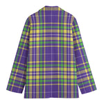 Mardi Gras Tartan Plaid Pattern Print Women's Blazer