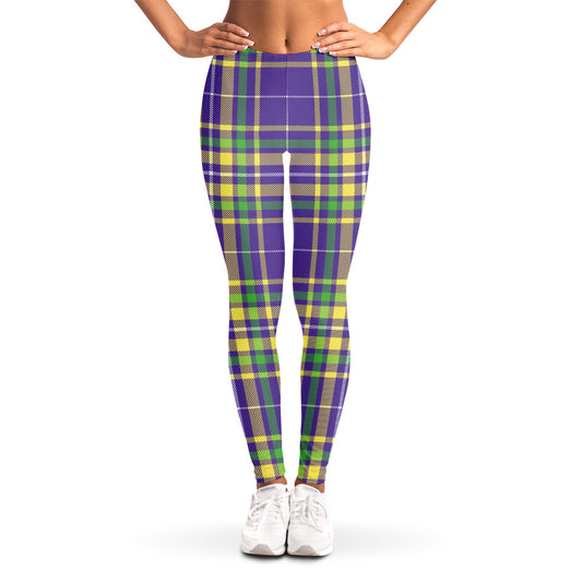 Mardi Gras Tartan Plaid Pattern Print Women's Leggings