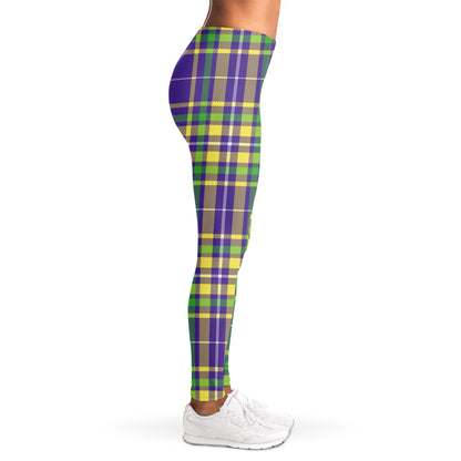 Mardi Gras Tartan Plaid Pattern Print Women's Leggings