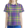 Mardi Gras Tartan Plaid Pattern Print Women's Polo Shirt