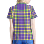 Mardi Gras Tartan Plaid Pattern Print Women's Polo Shirt