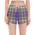 Mardi Gras Tartan Plaid Pattern Print Women's Split Running Shorts