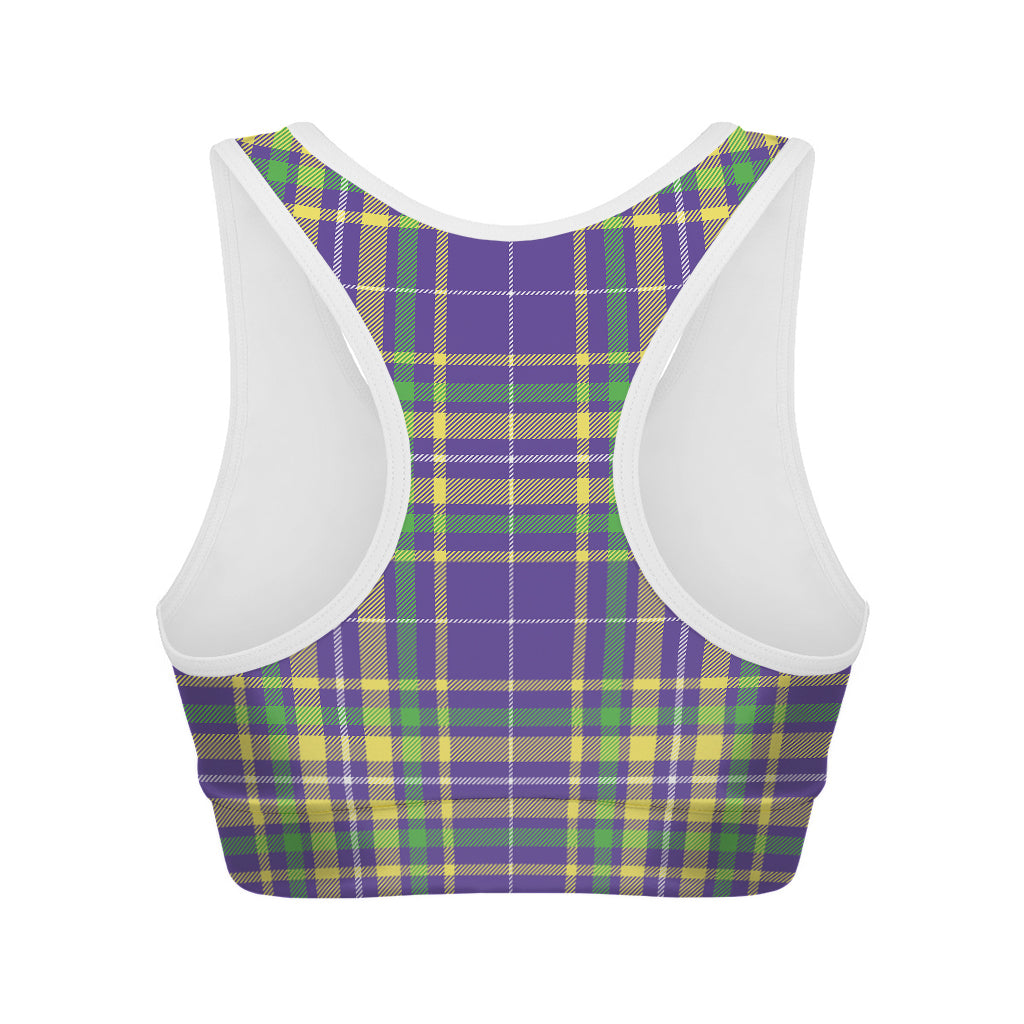 Mardi Gras Tartan Plaid Pattern Print Women's Sports Bra