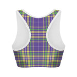 Mardi Gras Tartan Plaid Pattern Print Women's Sports Bra