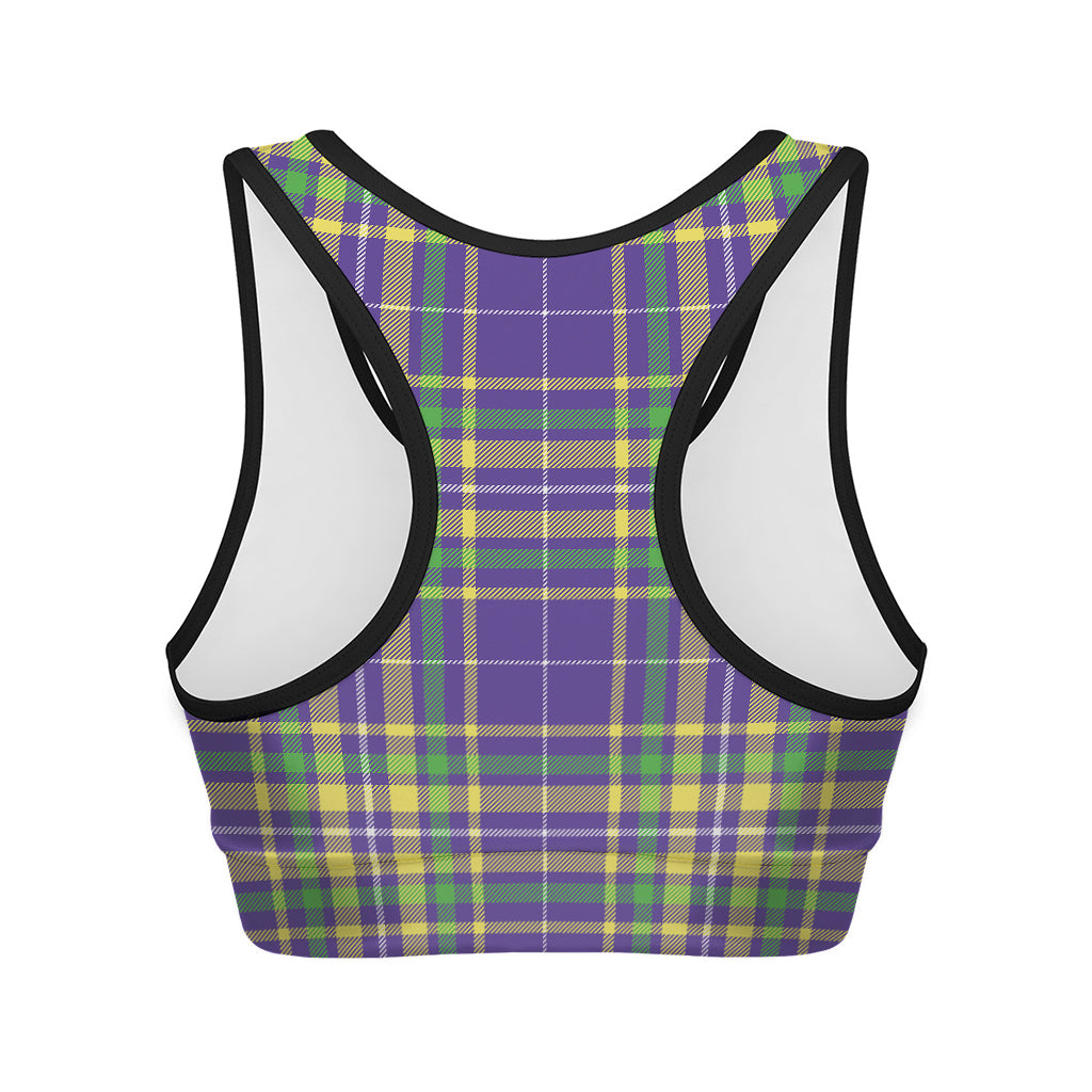 Mardi Gras Tartan Plaid Pattern Print Women's Sports Bra