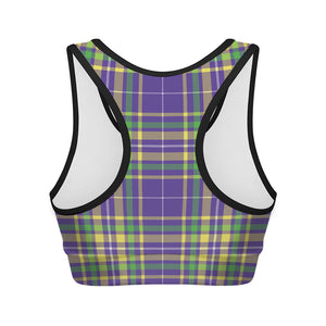 Mardi Gras Tartan Plaid Pattern Print Women's Sports Bra