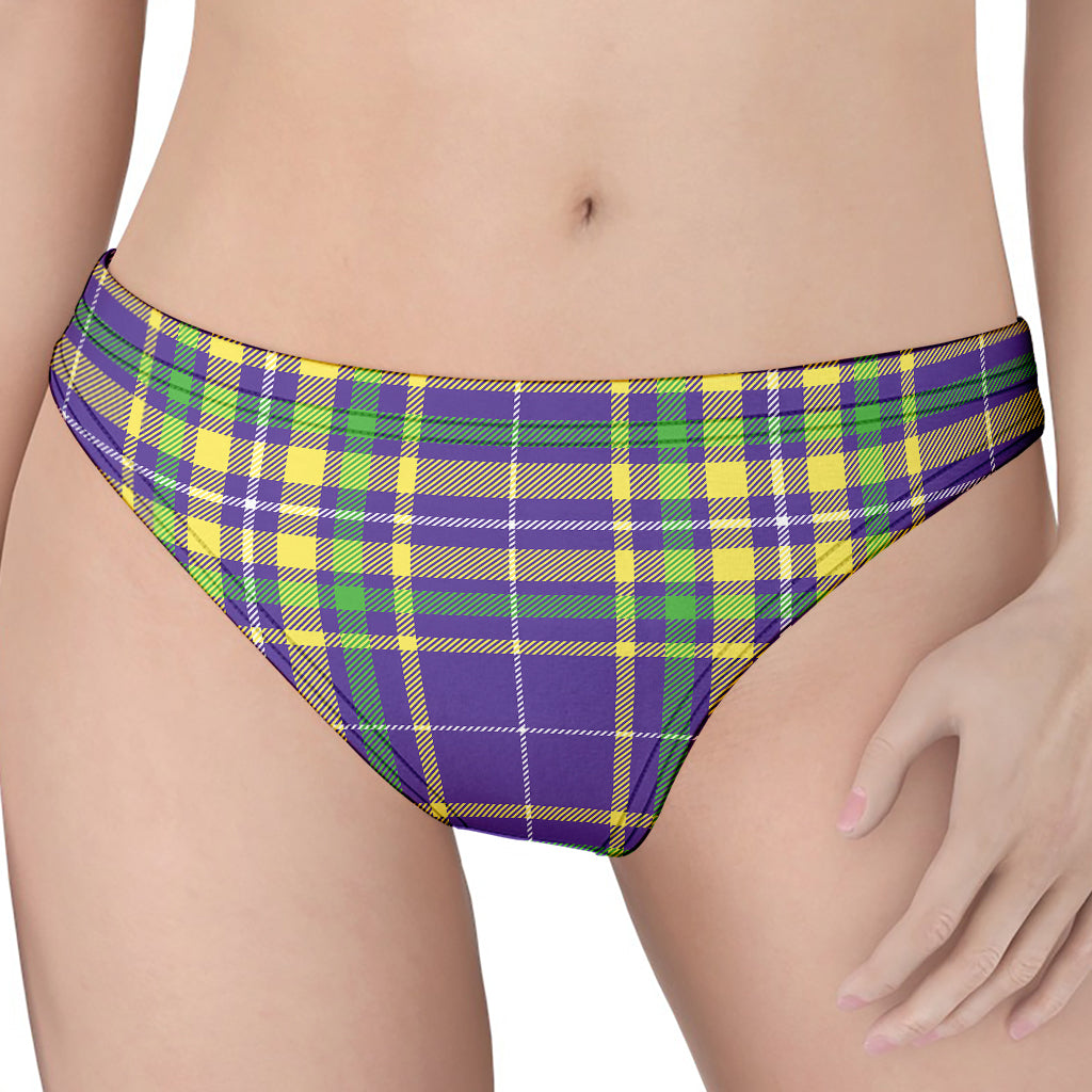 Mardi Gras Tartan Plaid Pattern Print Women's Thong