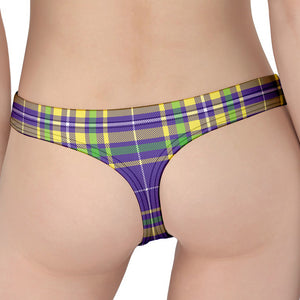 Mardi Gras Tartan Plaid Pattern Print Women's Thong