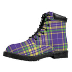 Mardi Gras Tartan Plaid Pattern Print Work Boots