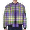 Mardi Gras Tartan Plaid Pattern Print Zip Sleeve Bomber Jacket