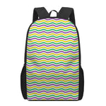 Mardi Gras Wave Pattern Print 17 Inch Backpack